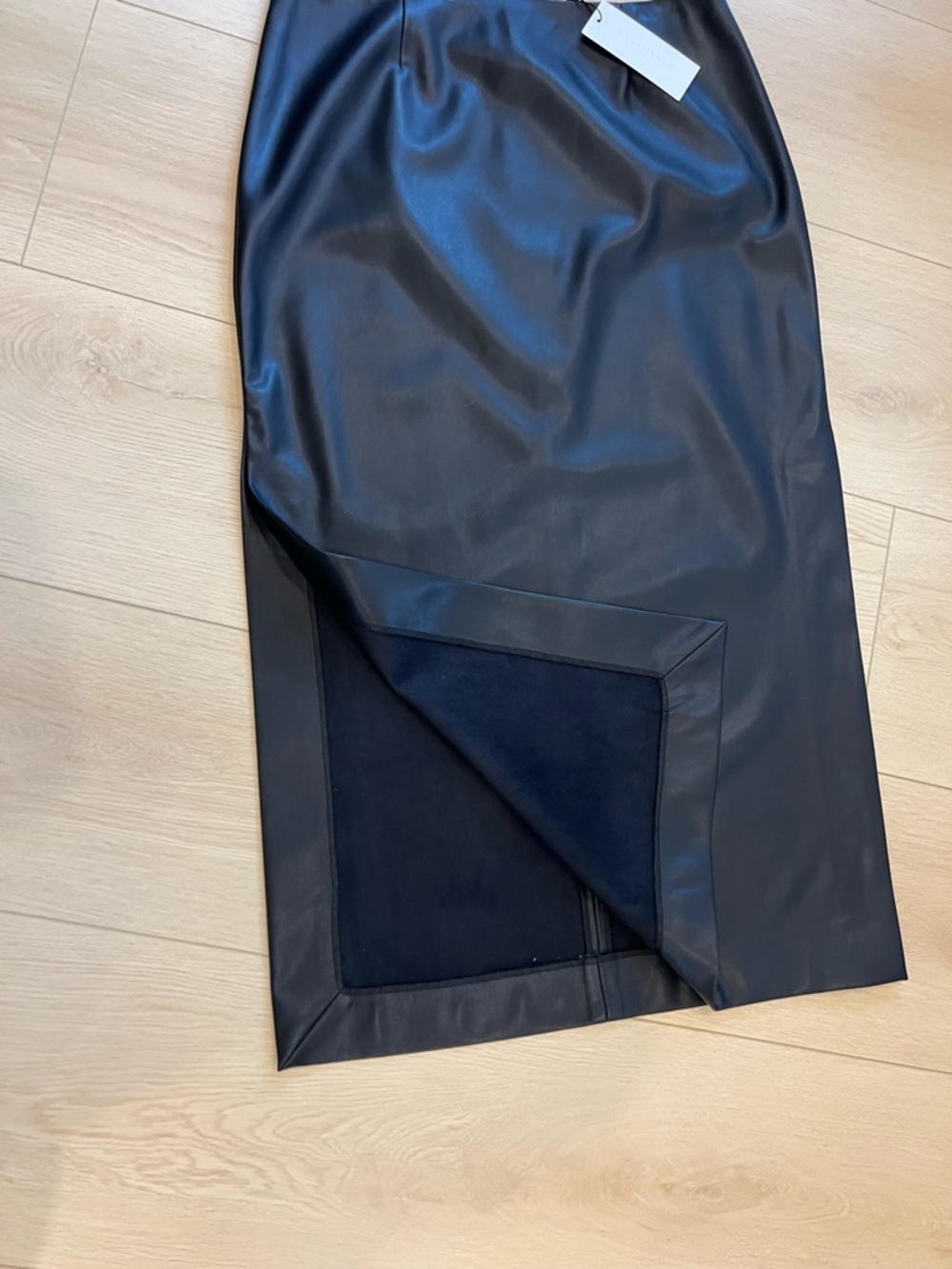 Kallmeyer Black Faux Leather Pencil Skirt with Side Vents. Never worn with tag.